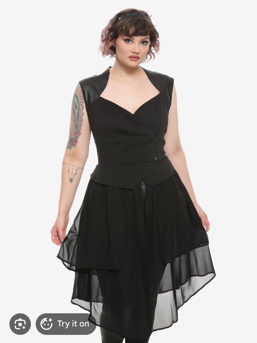 Her Universe Maleficent Black Asymmetrical Gothic Layered Dress